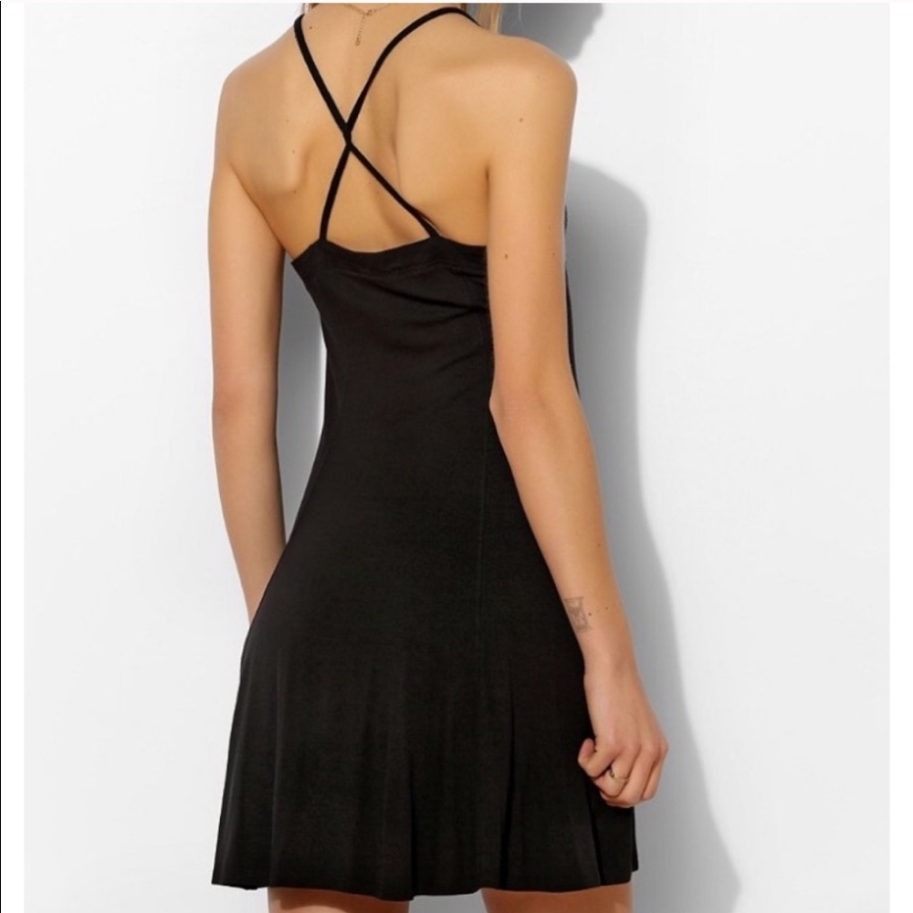 SOLD Silence + Noise | Black Lace Up Mini Dress - Picture 2 of 8